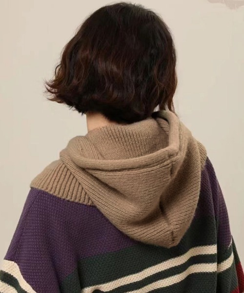 Miniministore（ミニミニストア）の「フード付きニットマフラー韓国風バラクラバ（ニットキャップ/ビーニー・レディース・グレー/ブラック/アイボリー/ワインレッド/テラコッタ/ダークベージュ・FREE）」の14枚目の写真