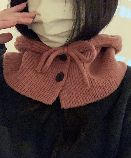 Miniministore（ミニミニストア）の「フード付きニットマフラー韓国風バラクラバ（ニットキャップ/ビーニー・レディース・グレー/ブラック/アイボリー/ワインレッド/テラコッタ/ダークベージュ・FREE）」の15枚目の写真