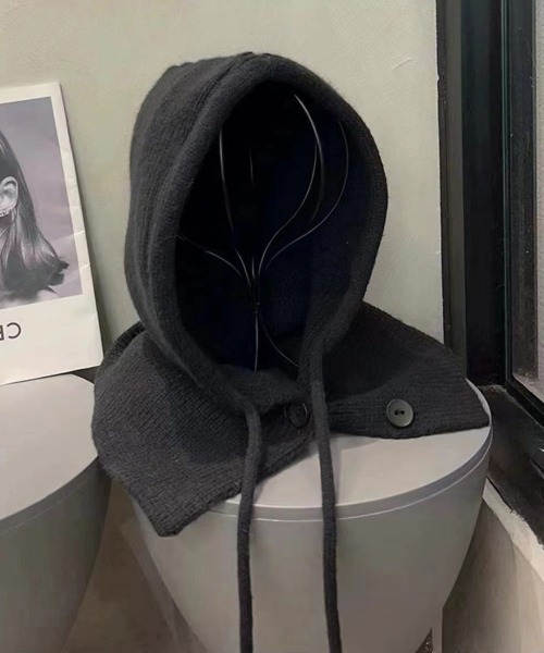 Miniministore（ミニミニストア）の「フード付きニットマフラー韓国風バラクラバ（ニットキャップ/ビーニー・レディース・グレー/ブラック/アイボリー/ワインレッド/テラコッタ/ダークベージュ・FREE）」の17枚目の写真