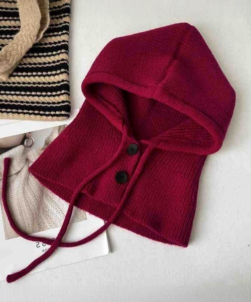 Miniministore（ミニミニストア）の「フード付きニットマフラー韓国風バラクラバ（ニットキャップ/ビーニー・レディース・グレー/ブラック/アイボリー/ワインレッド/テラコッタ/ダークベージュ・FREE）」の20枚目の写真