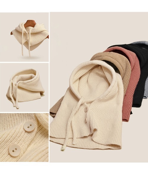 Miniministore（ミニミニストア）の「フード付きニットマフラー韓国風バラクラバ（ニットキャップ/ビーニー・レディース・グレー/ブラック/アイボリー/ワインレッド/テラコッタ/ダークベージュ・FREE）」の22枚目の写真