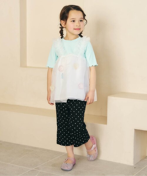 apres les cours（アプレレクール）の「お花・ハートモチーフシアートップス（Tシャツ/カットソー・キッズ・ミント/オレンジ・80/90/100/110/120/130/140）」の5枚目の写真