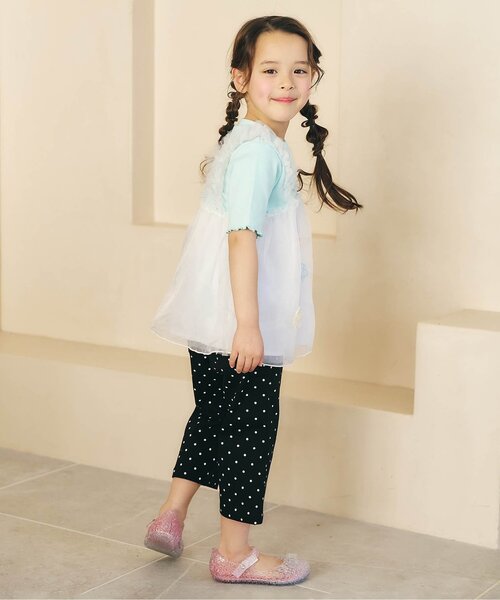 apres les cours（アプレレクール）の「お花・ハートモチーフシアートップス（Tシャツ/カットソー・キッズ・ミント/オレンジ・80/90/100/110/120/130/140）」の6枚目の写真