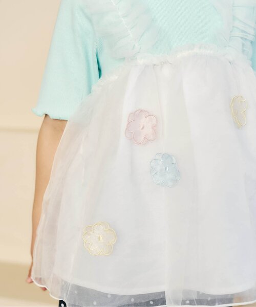 apres les cours（アプレレクール）の「お花・ハートモチーフシアートップス（Tシャツ/カットソー・キッズ・ミント/オレンジ・80/90/100/110/120/130/140）」の8枚目の写真