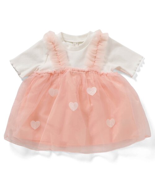 apres les cours（アプレレクール）の「お花・ハートモチーフシアートップス（Tシャツ/カットソー・キッズ・ミント/オレンジ・80/90/100/110/120/130/140）」の9枚目の写真