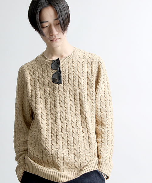 WEGO(ウィゴー)の「WEGO/ライトケーブルニット(ニット/セーター・メンズ・ホワイト/グレー/ロイヤルブルー/ベージュ・LARGE/MEDIUM/SMALL)」の3枚目の写真