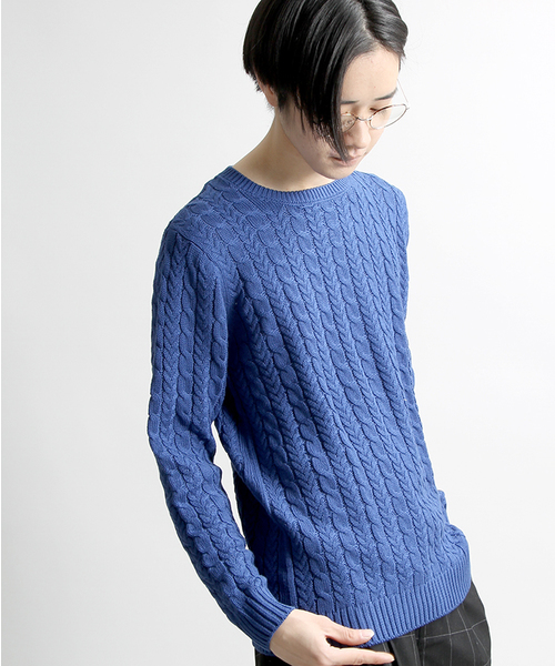 WEGO(ウィゴー)の「WEGO/ライトケーブルニット(ニット/セーター・メンズ・ホワイト/グレー/ロイヤルブルー/ベージュ・LARGE/MEDIUM/SMALL)」の4枚目の写真