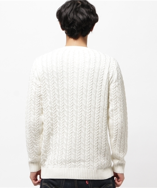 WEGO(ウィゴー)の「WEGO/ライトケーブルニット(ニット/セーター・メンズ・ホワイト/グレー/ロイヤルブルー/ベージュ・LARGE/MEDIUM/SMALL)」の11枚目の写真