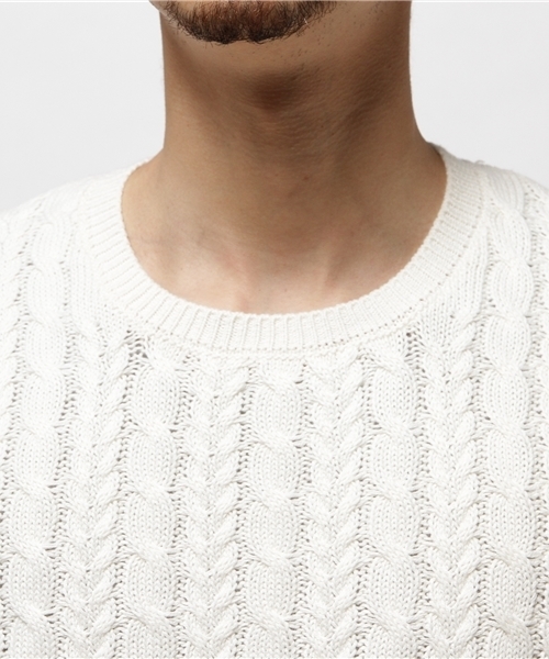WEGO(ウィゴー)の「WEGO/ライトケーブルニット(ニット/セーター・メンズ・ホワイト/グレー/ロイヤルブルー/ベージュ・LARGE/MEDIUM/SMALL)」の12枚目の写真