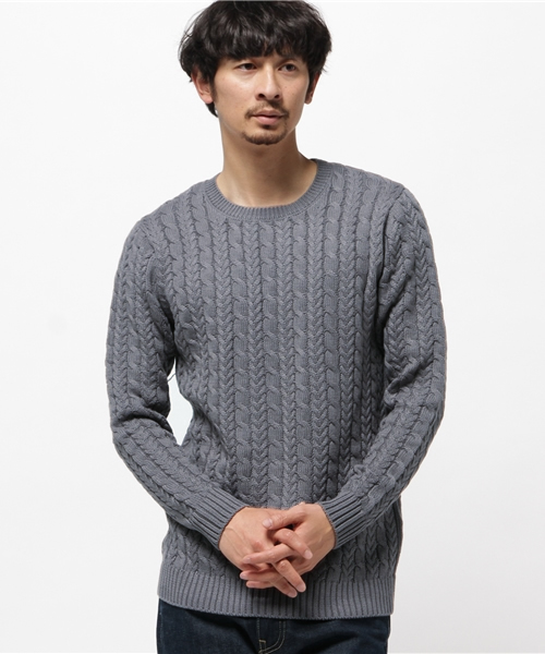 WEGO(ウィゴー)の「WEGO/ライトケーブルニット(ニット/セーター・メンズ・ホワイト/グレー/ロイヤルブルー/ベージュ・LARGE/MEDIUM/SMALL)」の8枚目の写真