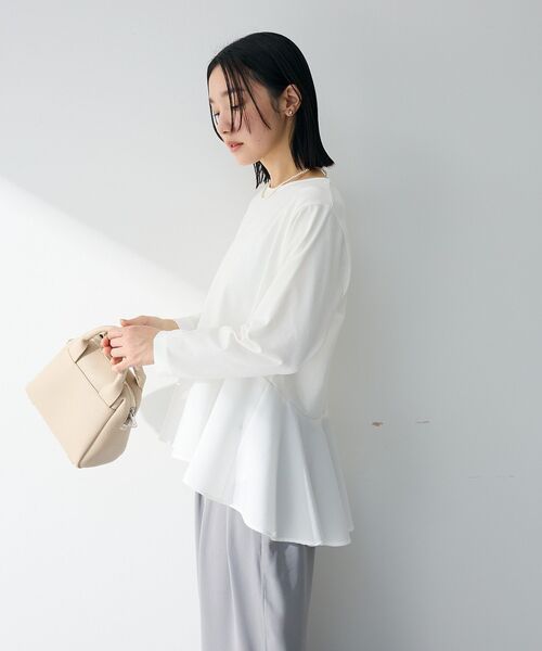 【IVORY】ペプラムドッキングプルオーバー セール】ペプラムドッキングプルオーバー（Tシャツ/カットソー