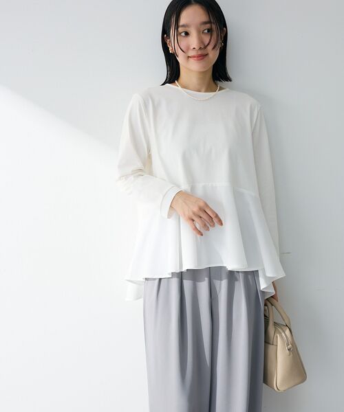 【IVORY】ペプラムドッキングプルオーバー セール】ペプラムドッキングプルオーバー（Tシャツ/カットソー