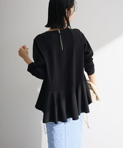 Green Parks(グリーンパークス)の「ペプラムドッキングプルオーバー(Tシャツ/カットソー・レディース・ブラック/グレー/オフホワイト・FREE)」の6枚目の写真