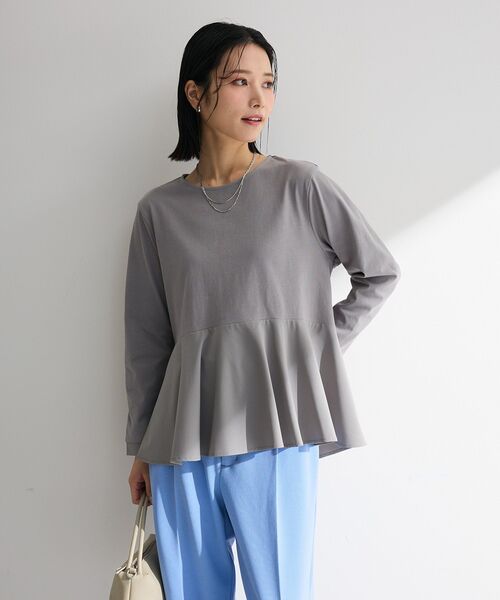 Green Parks(グリーンパークス)の「ペプラムドッキングプルオーバー(Tシャツ/カットソー・レディース・ブラック/グレー/オフホワイト・FREE)」の9枚目の写真