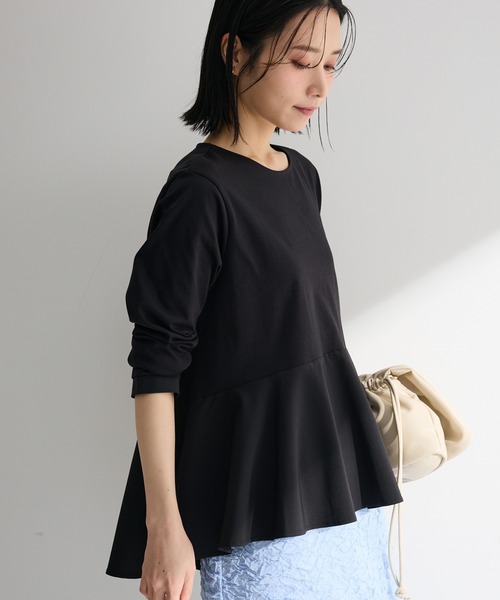 Green Parks(グリーンパークス)の「ペプラムドッキングプルオーバー(Tシャツ/カットソー・レディース・ブラック/グレー/オフホワイト・FREE)」の2枚目の写真
