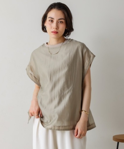 Bou Jeloud(ブージュルード)の「シアーカットドッキングサイドボタンプルオーバー(Tシャツ/カットソー・レディース・ブラック/グレイッシュベージュ/ブルー・FREE)」の14枚目の写真