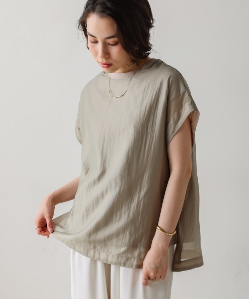 Bou Jeloud(ブージュルード)の「シアーカットドッキングサイドボタンプルオーバー(Tシャツ/カットソー・レディース・ブラック/グレイッシュベージュ/ブルー・FREE)」の16枚目の写真