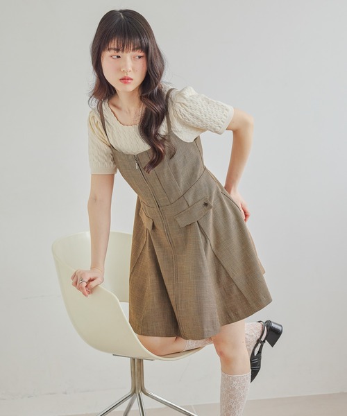 Heather(ヘザー)の「【POLO BCS(ポロ・ビーシーエス)】ZIPキャミミニワンピース 666083(ワンピース・レディース・ダークグレー/ブラウン/レッド・FREE)」の6枚目の写真