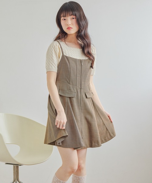 Heather(ヘザー)の「【POLO BCS(ポロ・ビーシーエス)】ZIPキャミミニワンピース 666083(ワンピース・レディース・ダークグレー/ブラウン/レッド・FREE)」の4枚目の写真