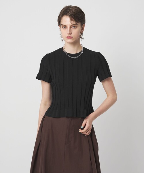 ASTRAET(アストラット)の「<ASTRAET>14G リブ フリル クルーネックニット(ニット/セーター・レディース・ホワイト・FREE)」の2枚目の写真