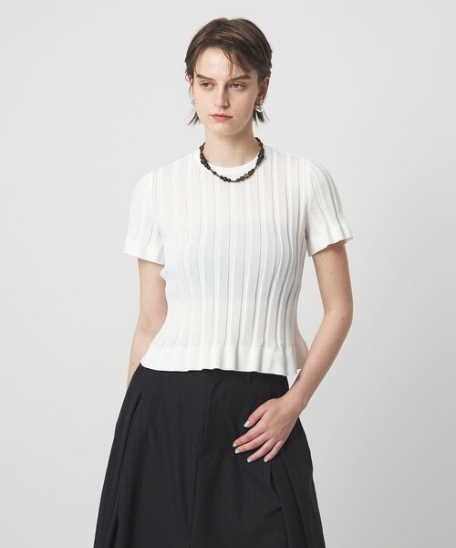 ASTRAET(アストラット)の「<ASTRAET>14G リブ フリル クルーネックニット(ニット/セーター・レディース・ホワイト・FREE)」の5枚目の写真