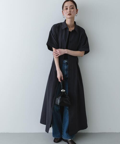 SENSE OF PLACE by URBAN RESEARCH（センスオブプレイスバイアーバンリサーチ）の「『UR TECH DRYLUXE』リネンライクワンピース（ワンピース・レディース・ライトブルー/カーキ/チャコールグレー・S/ONE）」の5枚目の写真