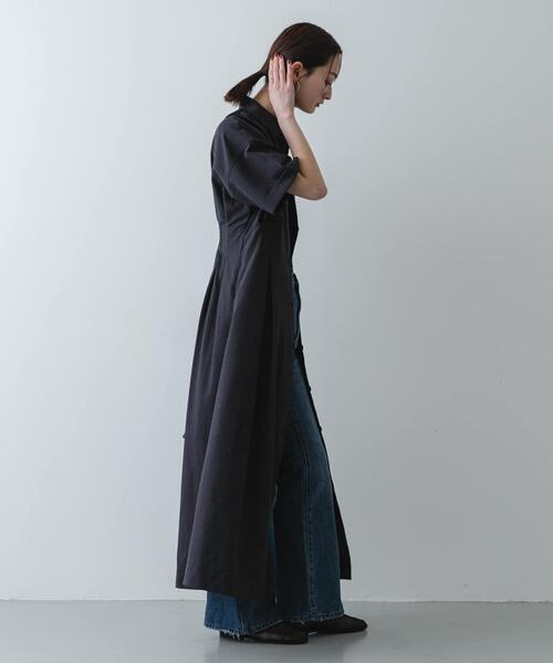 SENSE OF PLACE by URBAN RESEARCH（センスオブプレイスバイアーバンリサーチ）の「『UR TECH DRYLUXE』リネンライクワンピース（ワンピース・レディース・ライトブルー/カーキ/チャコールグレー・S/ONE）」の7枚目の写真