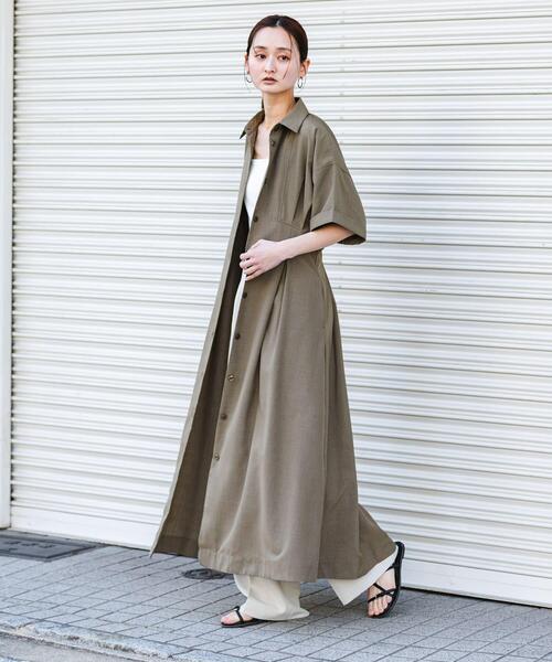 SENSE OF PLACE by URBAN RESEARCH(センスオブプレイスバイアーバンリサーチ)の「『UR TECH DRYLUXE』リネンライクワンピース(ワンピース・レディース・ライトブルー/カーキ/チャコールグレー・S/ONE)」の19枚目の写真
