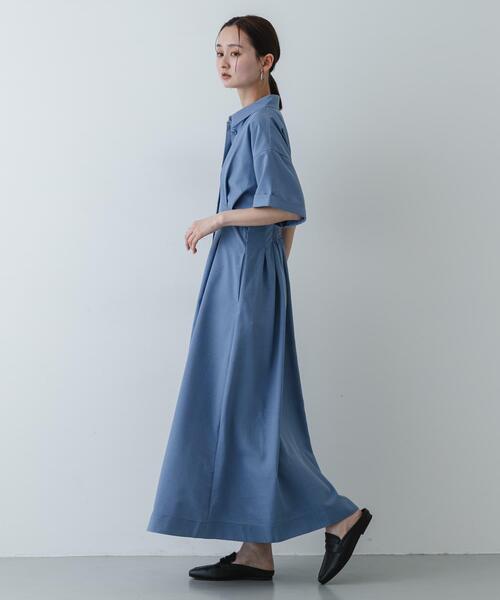 SENSE OF PLACE by URBAN RESEARCH（センスオブプレイスバイアーバンリサーチ）の「『UR TECH DRYLUXE』リネンライクワンピース（ワンピース・レディース・ライトブルー/カーキ/チャコールグレー・S/ONE）」の10枚目の写真