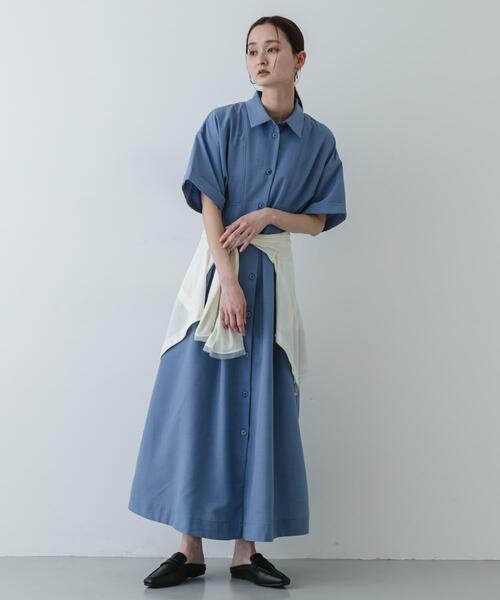 SENSE OF PLACE by URBAN RESEARCH（センスオブプレイスバイアーバンリサーチ）の「『UR TECH DRYLUXE』リネンライクワンピース（ワンピース・レディース・ライトブルー/カーキ/チャコールグレー・S/ONE）」の12枚目の写真