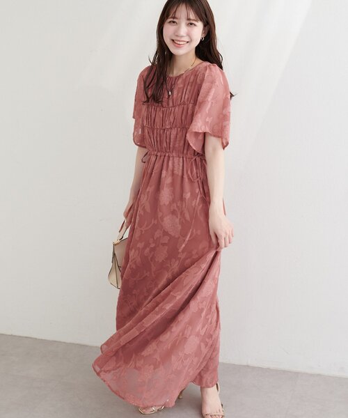 natural couture(ナチュラルクチュール)の「ジャガードウエストリボンワンピース(ワンピース・レディース・ブラック/ピンク系その他/アイボリー/ミント・FREE)」の4枚目の写真