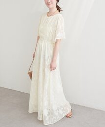 ジャガードウエストリボンワンピース
