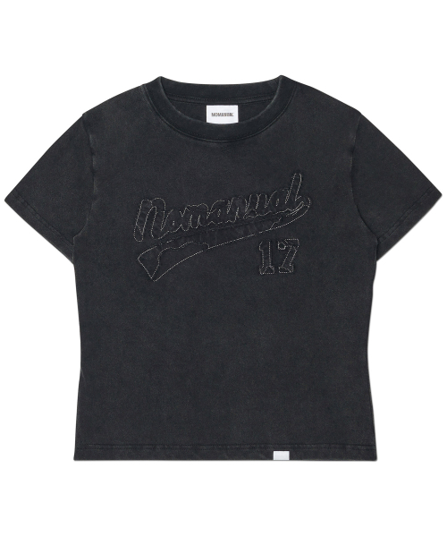 NOMANUAL(NOMANUAL)の「APPLIQUE T-SHIRT (WOMAN) - WASHED BLACK(Tシャツ/カットソー・レディース・その他・MEDIUM/LARGE/SMALL)」の2枚目の写真