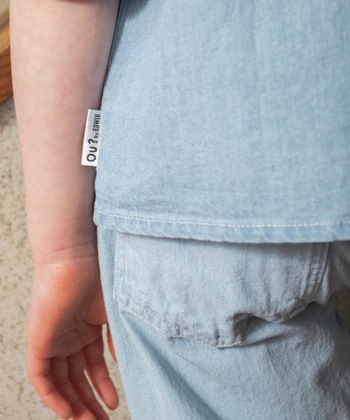 EDWIN（エドウィン）の「【Ou? by EDWIN】ショート丈デニムシャツ（シャツ/ブラウス・キッズ・サックスブルー・140/150/130/120/110/90/100）」の8枚目の写真