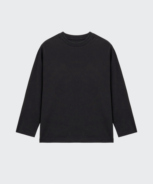 MUSINSA STANDARD KIDS（ムシンサスタンダードキッズ）の「[UVプロテクション] リラックスドクルーネック長袖Tシャツ [ブラック]（Tシャツ/カットソー・レディース・その他・150/140/130/120/110/160）」の3枚目の写真