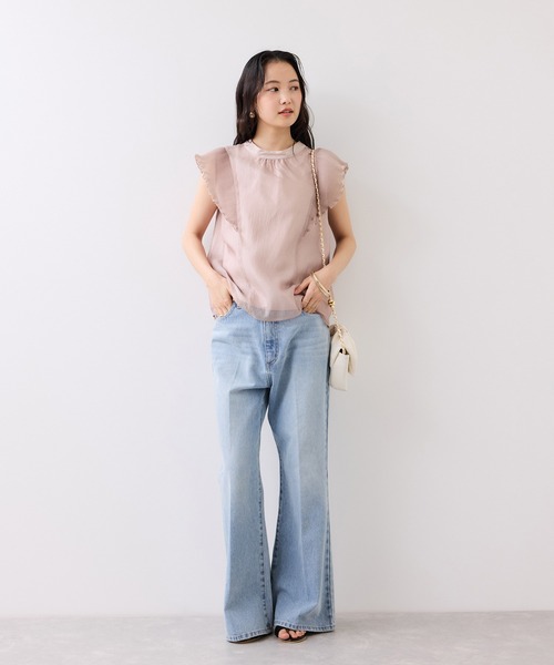 VIS（ビス）の「プリーツフリルシアーボウタイブラウス/2WAY・イージーケア（シャツ/ブラウス・レディース・ピンク系その他2/ライトグリーン/ベージュ・FREE）」の7枚目の写真