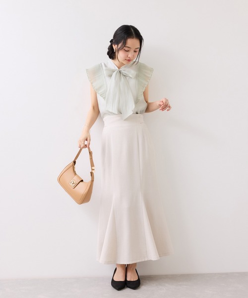 VIS（ビス）の「プリーツフリルシアーボウタイブラウス/2WAY・イージーケア（シャツ/ブラウス・レディース・ピンク系その他2/ライトグリーン/ベージュ・FREE）」の14枚目の写真