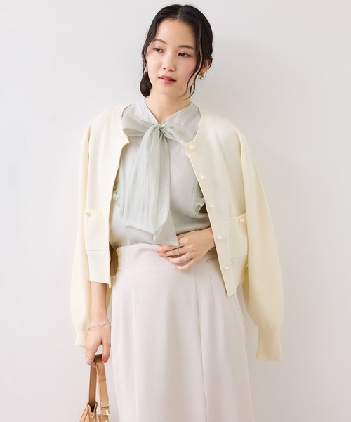 VIS（ビス）の「プリーツフリルシアーボウタイブラウス/2WAY・イージーケア（シャツ/ブラウス・レディース・ピンク系その他2/ライトグリーン/ベージュ・FREE）」の15枚目の写真