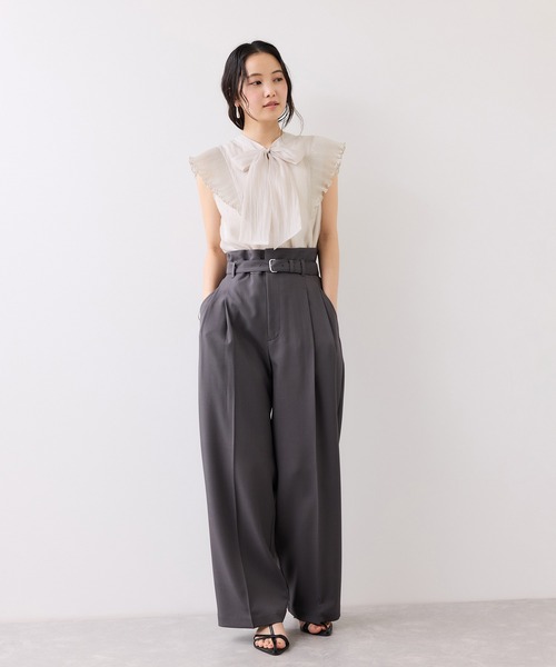 VIS（ビス）の「プリーツフリルシアーボウタイブラウス/2WAY・イージーケア（シャツ/ブラウス・レディース・ピンク系その他2/ライトグリーン/ベージュ・FREE）」の19枚目の写真