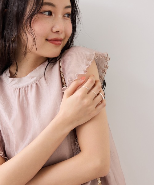 VIS（ビス）の「プリーツフリルシアーボウタイブラウス/2WAY・イージーケア（シャツ/ブラウス・レディース・ピンク系その他2/ライトグリーン/ベージュ・FREE）」の6枚目の写真