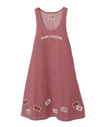 PINK HOUSE（ピンクハウス）の「ネームワッペンいっぱいヒッコリージャンパースカート（ジャンパースカート）」