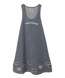 PINK HOUSE（ピンクハウス）の「ネームワッペンいっぱいヒッコリージャンパースカート（ジャンパースカート）」