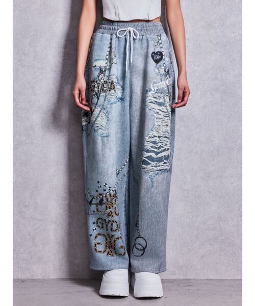 GYDA(ジェイダ)の「GYDAデニムsublimation printingパンツ(その他パンツ・レディース・ブラック/ブルー・FREE)」の18枚目の写真