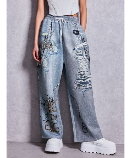 GYDA(ジェイダ)の「GYDAデニムsublimation printingパンツ(その他パンツ・レディース・ブラック/ブルー・FREE)」の19枚目の写真