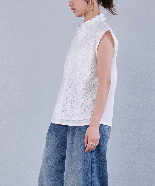 murea(ミュレア)の「シアー切替ボタニカルレースノースリーブブラウス(シャツ/ブラウス・レディース・ホワイト/ブラック・FREE)」の13枚目の写真