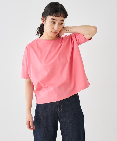 collex(コレックス)の「【接触冷感・UVカット】コンパクトクールTシャツ(Tシャツ/カットソー・レディース・チャコールグレー/ホワイト/ピンク/グリーン/イエロー・フリー)」の5枚目の写真