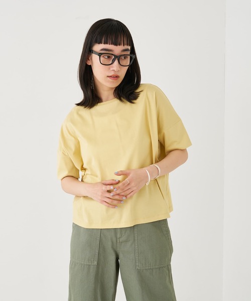 collex（コレックス）の「【接触冷感・UVカット】コンパクトクールTシャツ（Tシャツ/カットソー・レディース・チャコールグレー/ホワイト/ピンク/グリーン/イエロー・フリー）」の7枚目の写真
