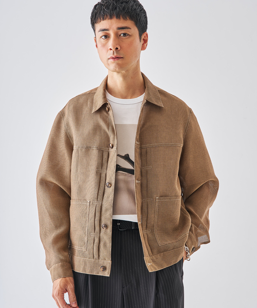 EDIFICE(エディフィス)の「LENO メッシュトラッカージャケット(その他アウター・メンズ・キャメル/スミクロ・LARGE/MEDIUM)」の14枚目の写真