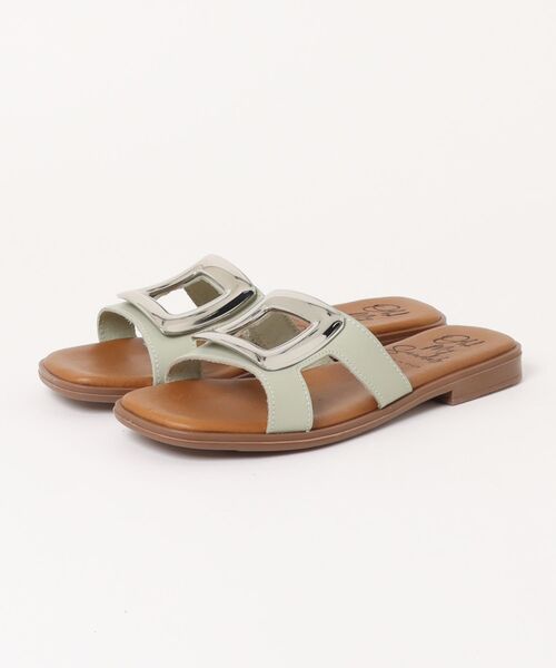 inter-chaussures(インターショシュール)の「【Oh my Sandals】メタルバックルフラットサンダル(E62301)(サンダル・レディース・ブラック/ホワイト/ライトグリーン/ブラウン・37/36/39/38/35)」の4枚目の写真