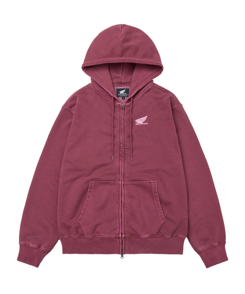 PHYPS MOTORCYCLE(フィップスモーターサイクル)の「Pigment Scratch Logo Hoodie Zip-Up Red(パーカー・レディース・その他・LARGE/X-LARGE/SMALL/MEDIUM)」の2枚目の写真
